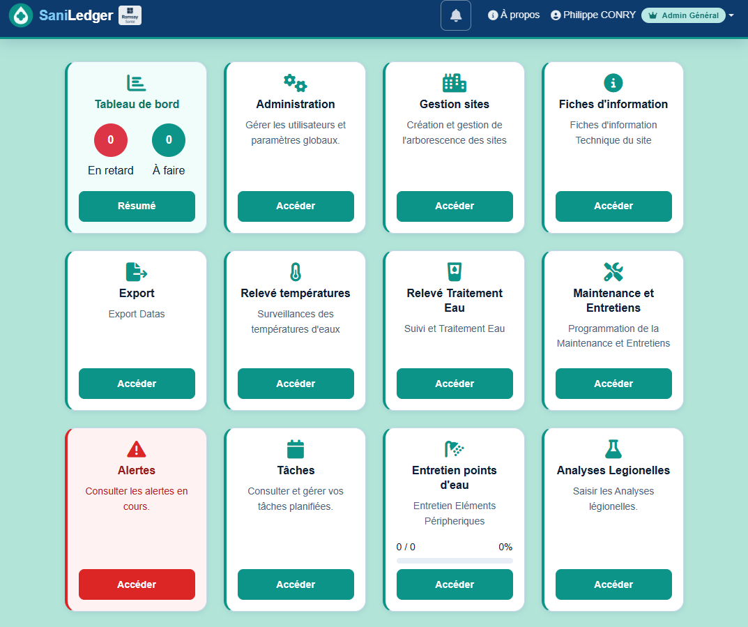 Aperçu de l'interface SaniLedger